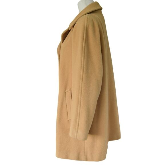 SANDRO Classic 100% Wool Mid Length Pea Coat in Camel Tan Size 10 - Picture 4 of 10